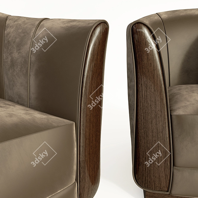 Sophisticated Brown Barrel Armchair 3D model image 3