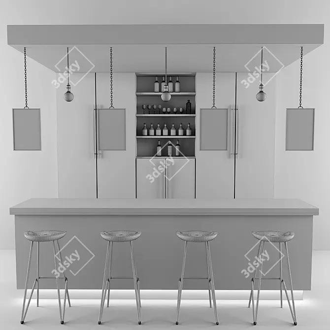 3Dmax 2014 Cafe Bar Set 3D model image 2