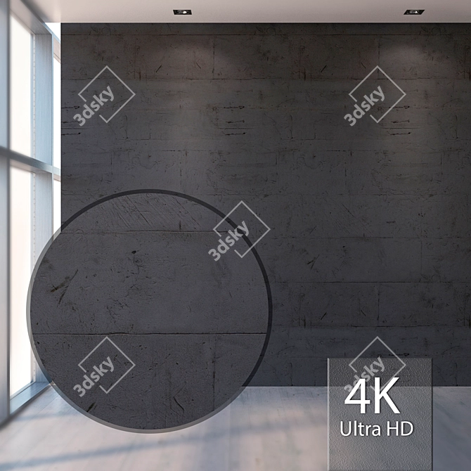 High Resolution Seamless Concrete Wall Texture 3D model image 1