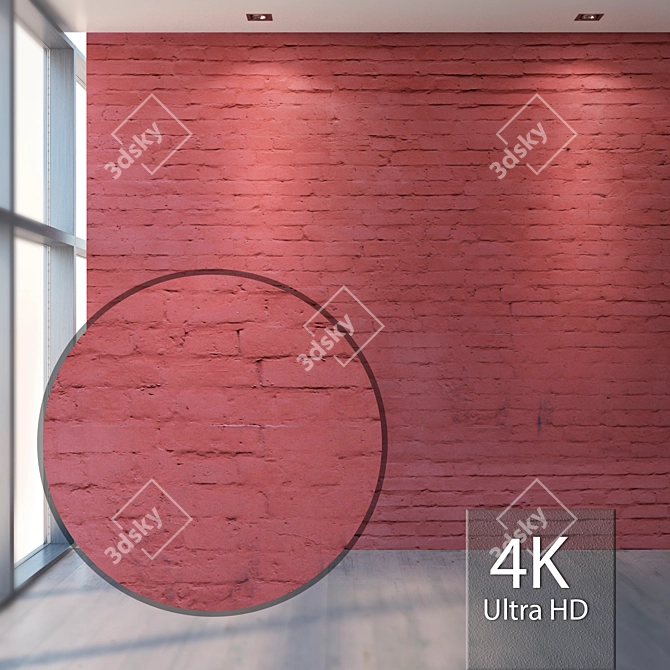 Seamless Brick Red Texture 3D model image 1