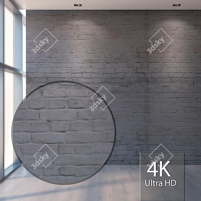 Brick Gray Seamless Texture Kit 3D model image 1