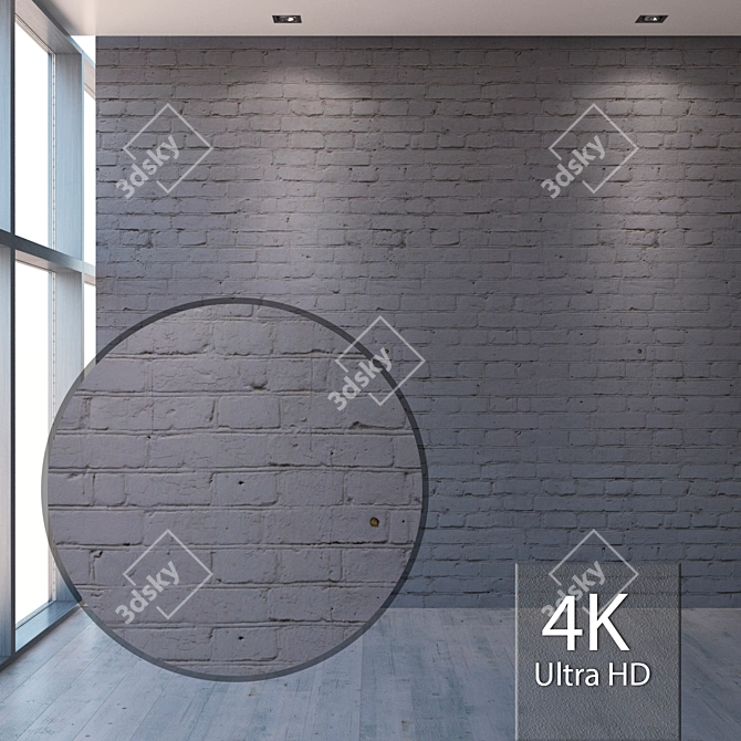 Seamless Brick Gray Texture 3D model image 1