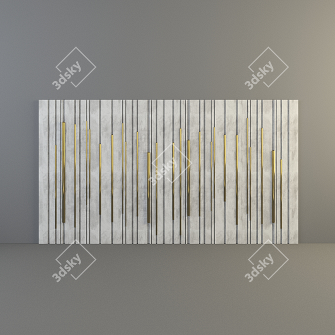 Golden Metallic Concrete Wall Panel 3D model image 2