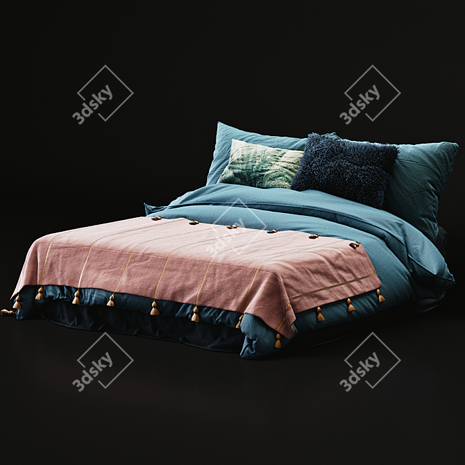 Elegant 3D Luxury Bed 3D model image 1