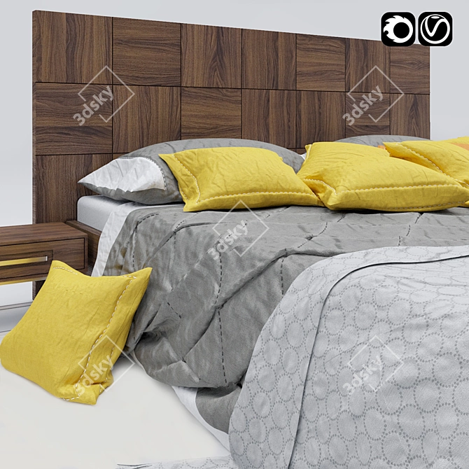 Elegant Modern Bed 3D model image 2