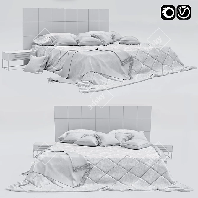 Elegant Modern Bed 3D model image 3