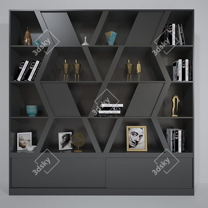 Versatile Black Stacking Shelving 3D model image 2