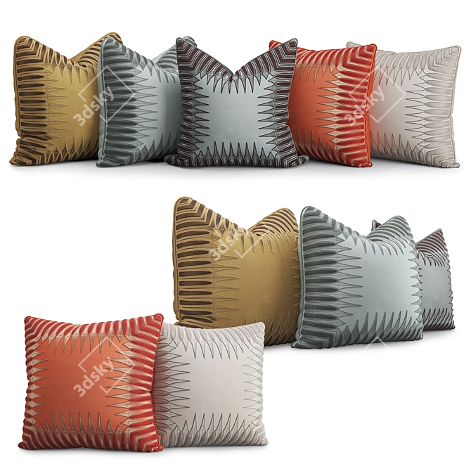 Luxury Canasta Embroidered Pillows Set 3D model image 1