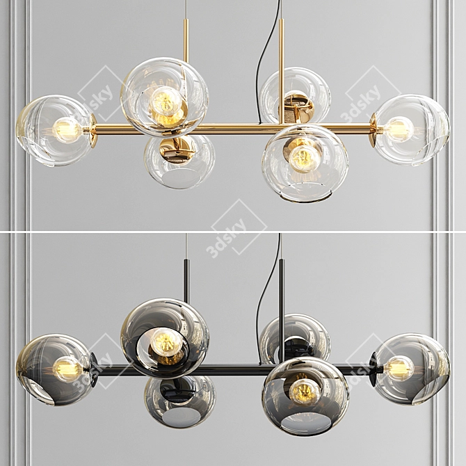 Staggered Glass Chandelier - 6 Light: Elegant Illumination 3D model image 1