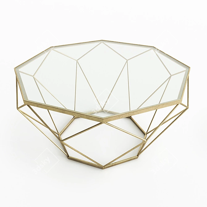 Elegant Brass Leg Glass Table 3D model image 2