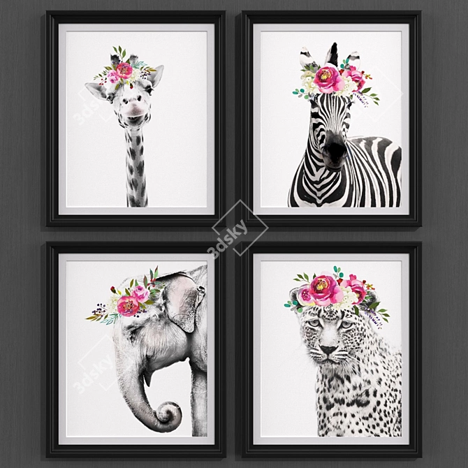 Modern Style Animal & Flower Art 3D model image 1