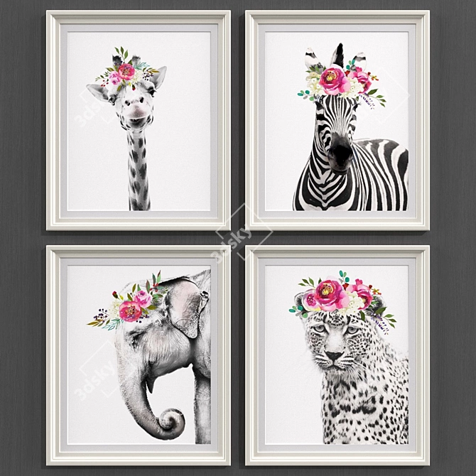 Modern Style Animal & Flower Art 3D model image 2