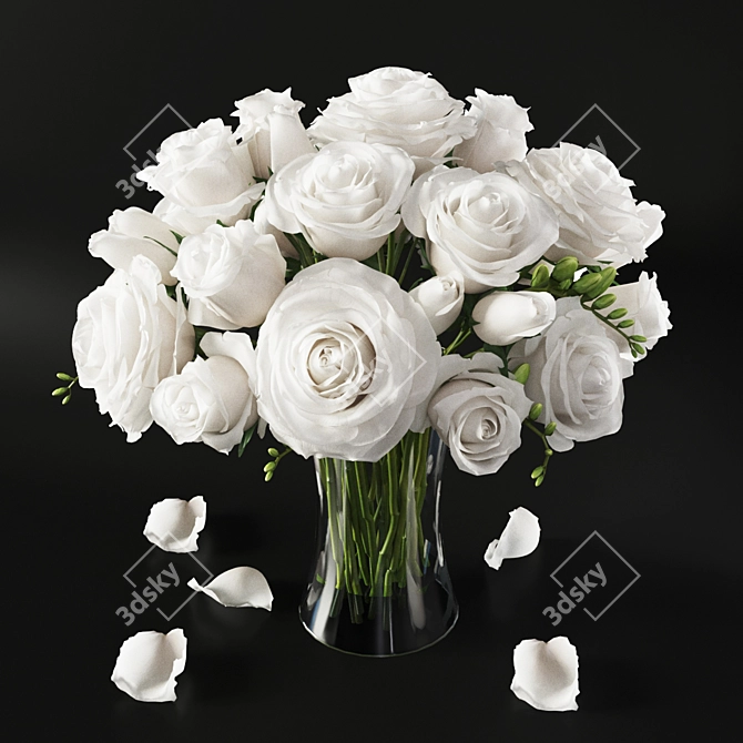 Elegant Rose Sculpture 3D model image 1