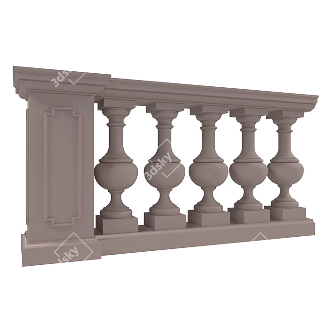 Elegant Iron Balustrade 3D model image 1