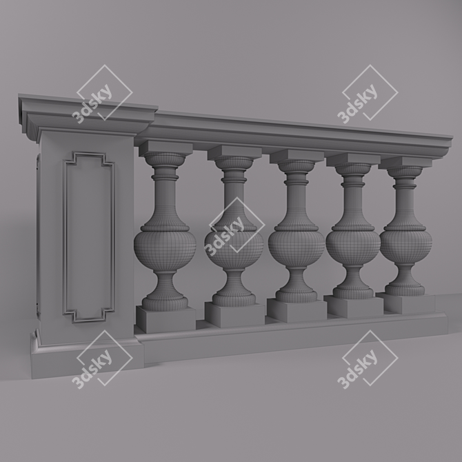 Elegant Iron Balustrade 3D model image 2