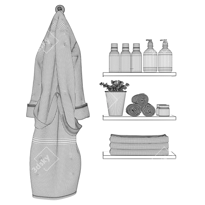 Luxury Bathrobe Set: Elegant Bathroom Decor 3D model image 2