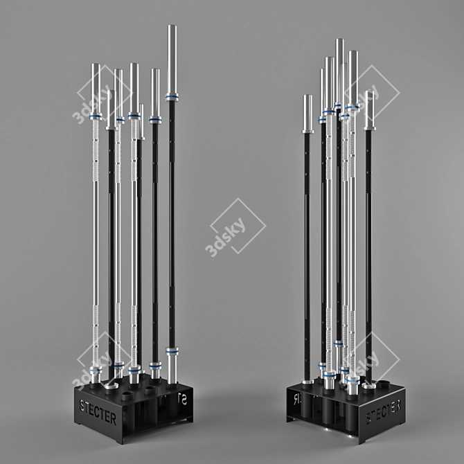 Steel Grip Rack: Efficient Storage for 9 Bars 3D model image 1