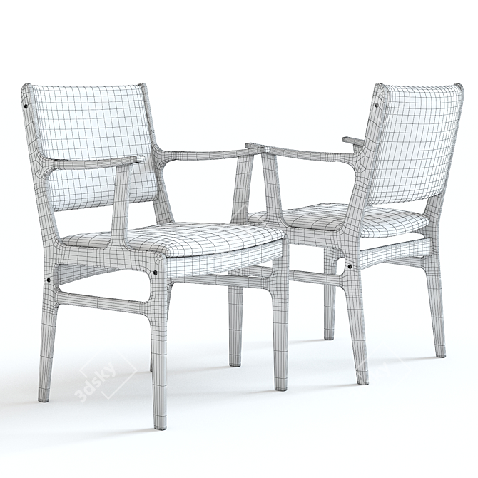 West Elm Coppice Dining Armchair: High-Detailed 3D Model 3D model image 2