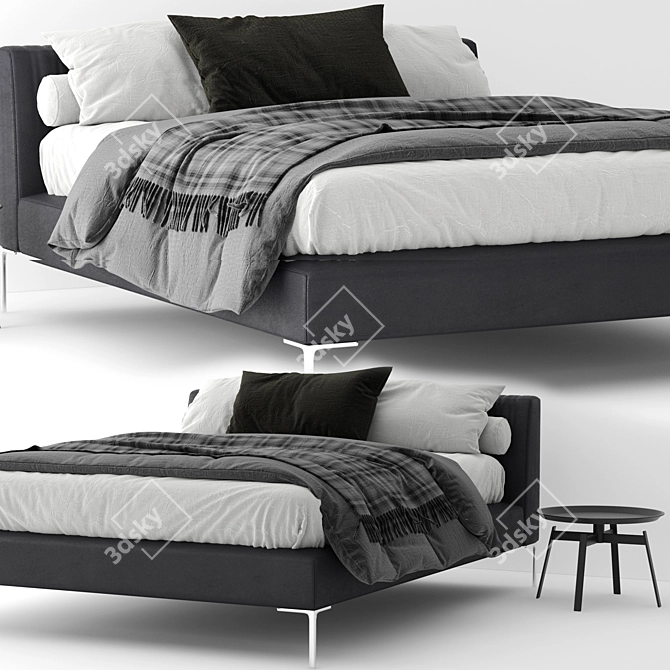 Modern Charles Bed & Maxalto Small Tables 3D model image 3