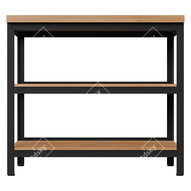 Sturdy Steel and Wood Kitchen Shelf 3D model image 2