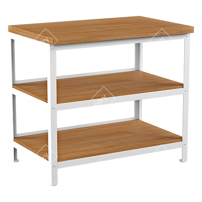 Sturdy Steel and Wood Kitchen Shelf 3D model image 3