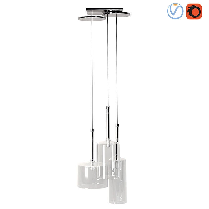 Scandinavian Glass Chrome Ceiling Lamp 3D model image 1