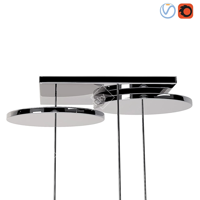 Scandinavian Glass Chrome Ceiling Lamp 3D model image 3