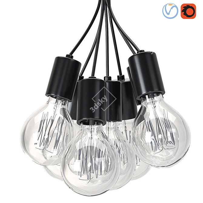 Scandinavian Glass Loft Lamp 3D model image 2