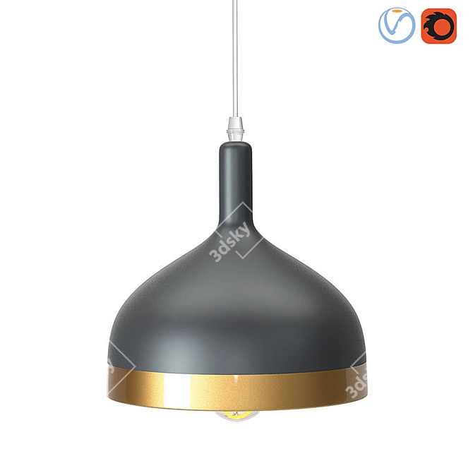 Scandinavian Gold Iron Ceiling Lamp 3D model image 2