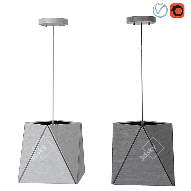 Scandinavian Concrete Ceiling Lamp 3D model image 1