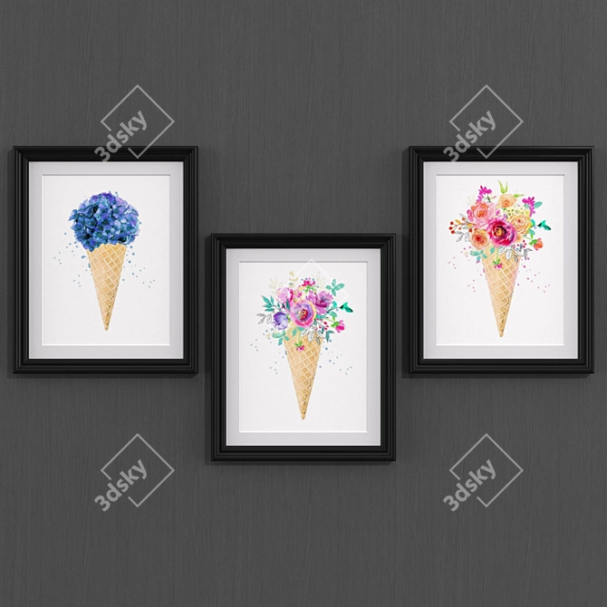 Modern Floral Art Collection 3D model image 1