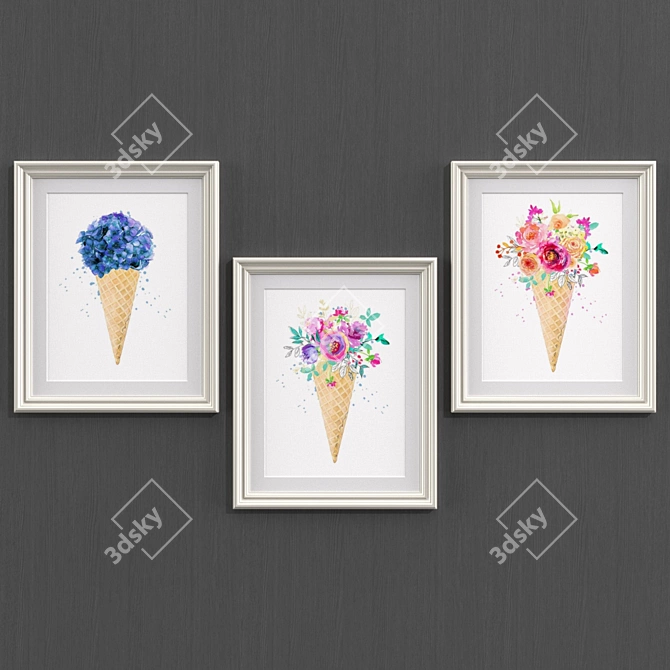 Modern Floral Art Collection 3D model image 2