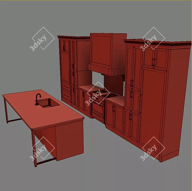 Realistic 3D Apex Kitchen Model 3D model image 3