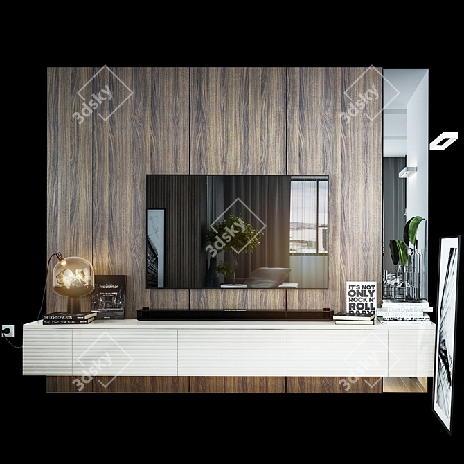 3dsmax2014 & V-ray TV Wall Set 3D model image 1