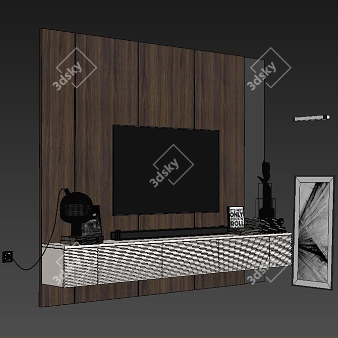 3dsmax2014 & V-ray TV Wall Set 3D model image 2