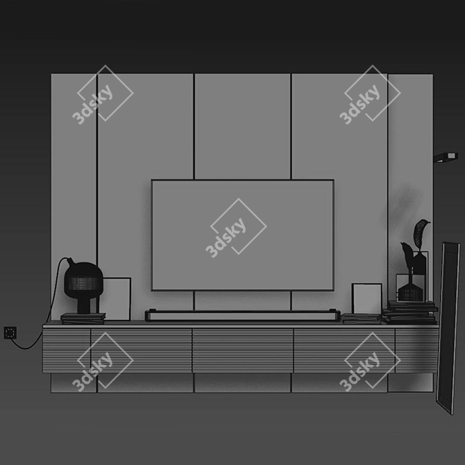 3dsmax2014 & V-ray TV Wall Set 3D model image 3