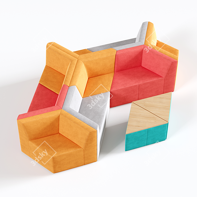 

10-Seater OM Sofa: Stylish Origami Design 3D model image 1