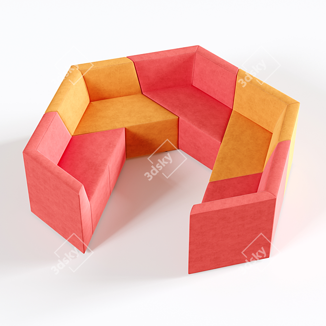 Origami 5-Seater Modular Sofa 3D model image 1