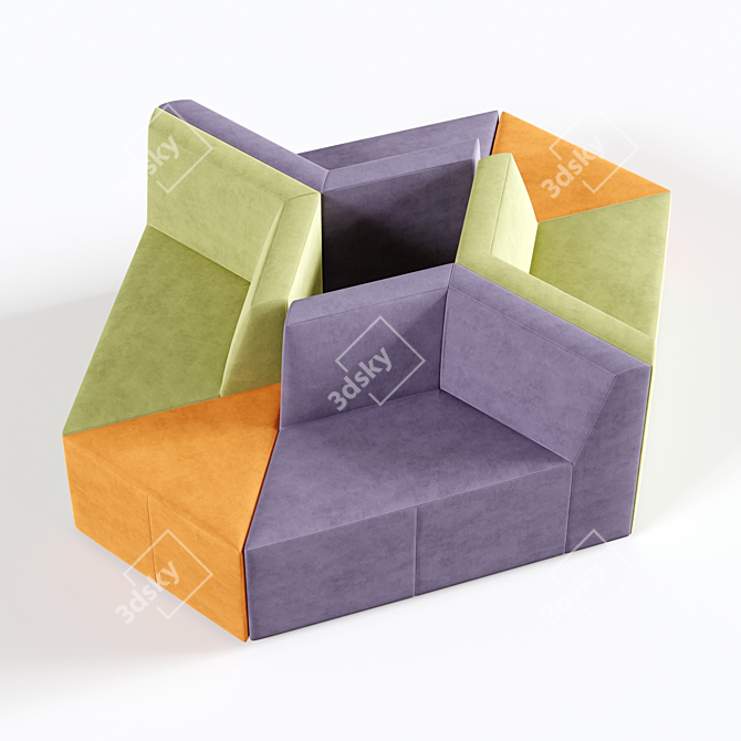 Origami 10-Seater Sofa: Russian-Made Furniture 3D model image 1
