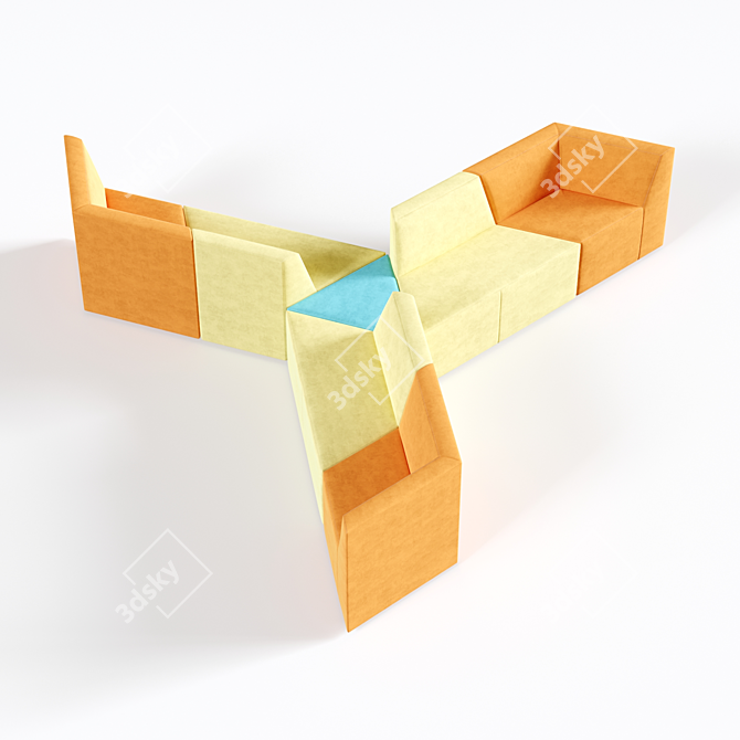 OM Origami 9-Seater Sofa - Russian-Made 3D model image 1
