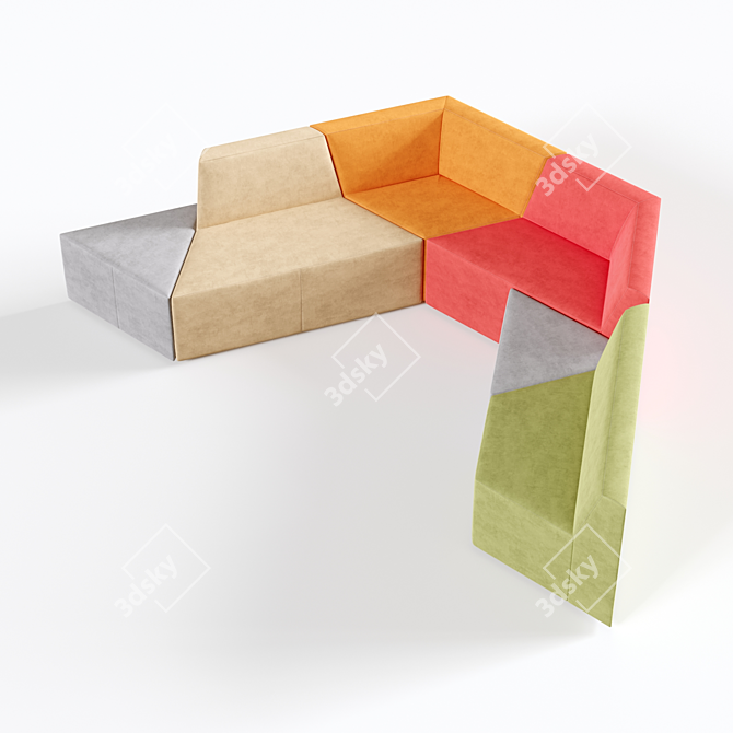 OM Origami 7-Seater Sofa: Russian Craftsmanship 3D model image 1