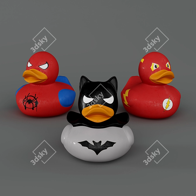 Title: Superhero Rubber Duckies - Comic Book Heroes Pack 3D model image 1