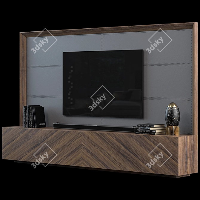 Modern TV Wall Set with 3dsmax2014 & V-ray (16,012 Polys) 3D model image 2