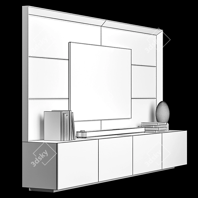 Modern TV Wall Set with 3dsmax2014 & V-ray (16,012 Polys) 3D model image 3