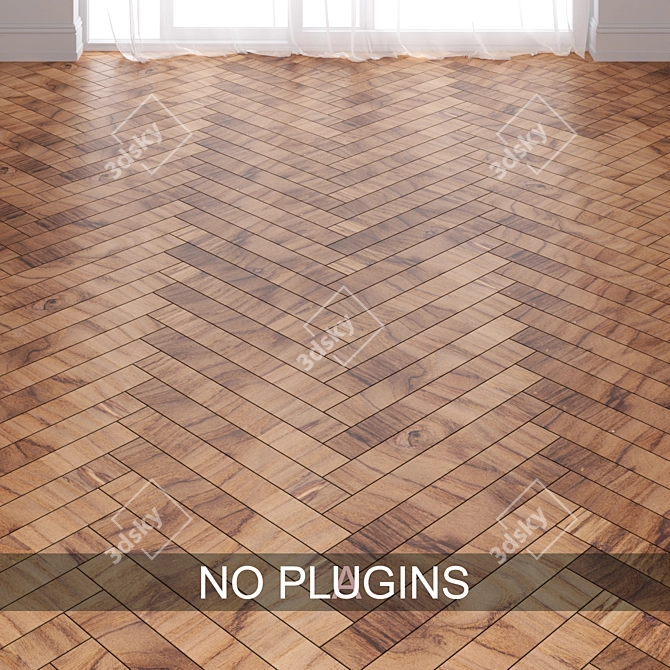 Title: Brown Oak Parquet Floor Tiles 3D model image 1