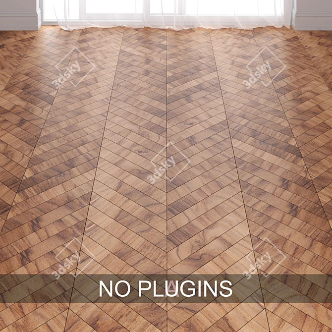 Title: Brown Oak Parquet Floor Tiles 3D model image 2