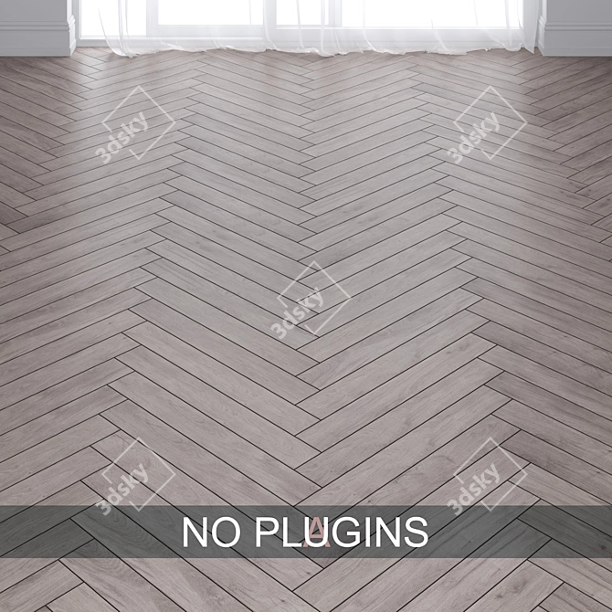 Grey Oak Chevron and Herringbone Parquet 3D model image 1