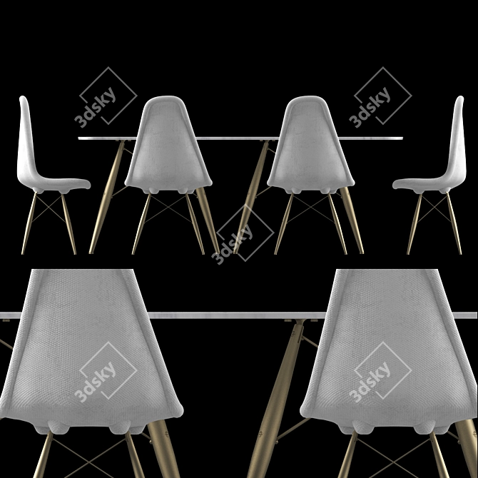 Sleek 6-Person Table Set 3D model image 2