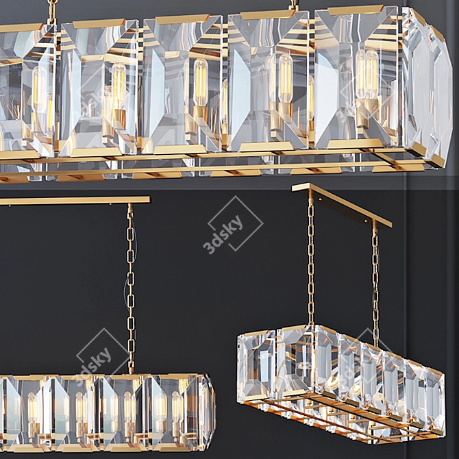 Harlow Square Gold Chandelier 3D model image 2