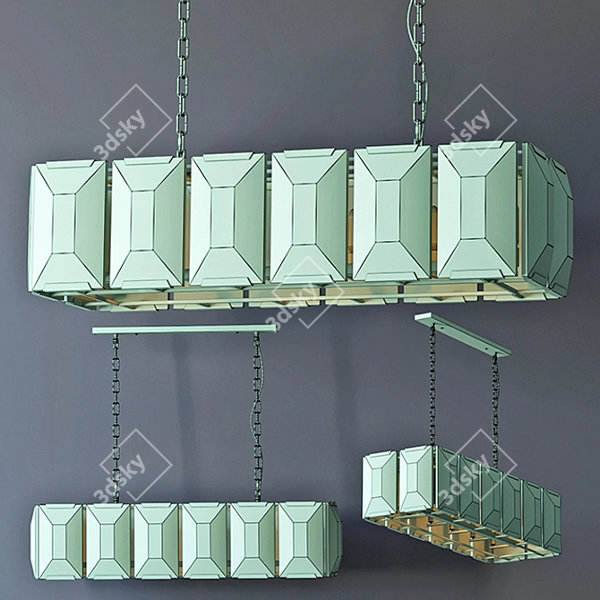 Harlow Square Gold Chandelier 3D model image 3